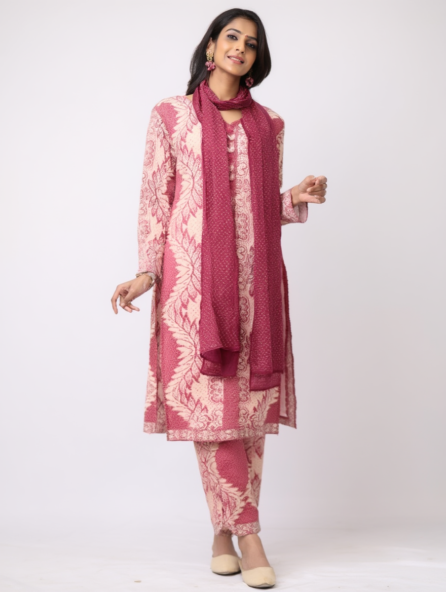 Charry Premium Soft Woolen Suit With Stale