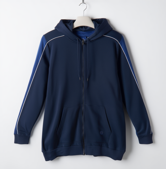 Royal Blue Zipper Hoodie For Winter