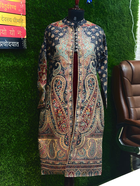 Maroon Premium Woolen  Long Length Coord Set With Heavy Shrug (Partywear)