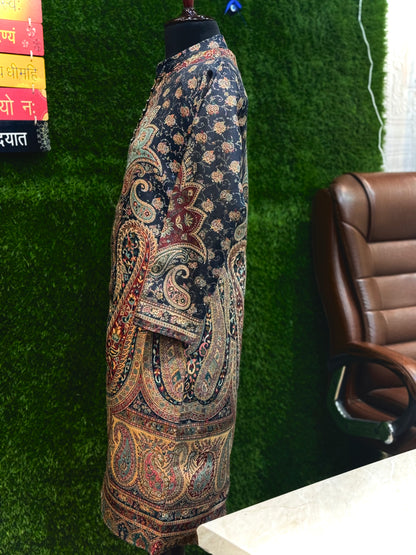 Maroon Premium Woolen  Long Length Coord Set With Heavy Shrug (Partywear)