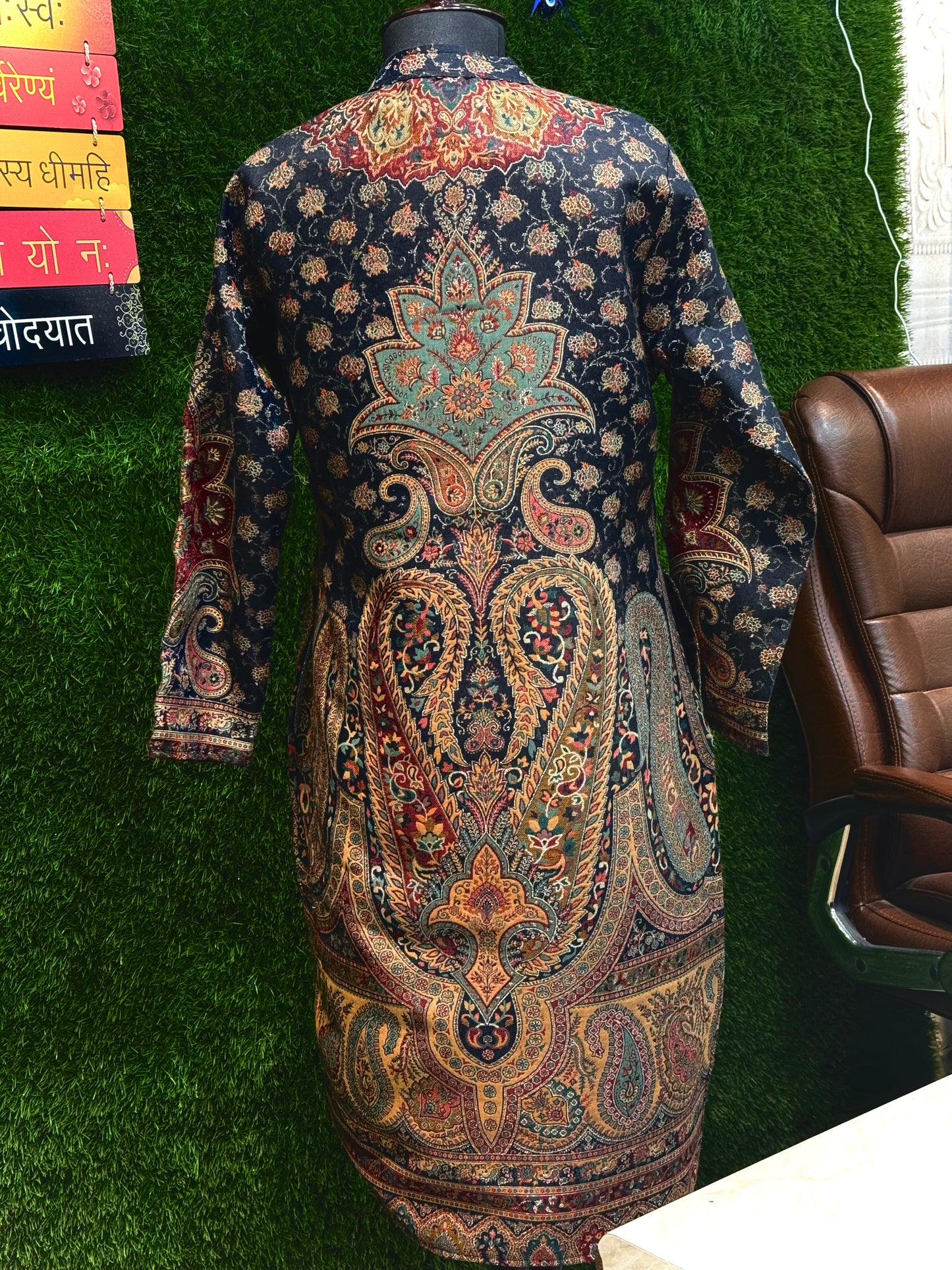 Maroon Premium Woolen  Long Length Coord Set With Heavy Shrug (Partywear)