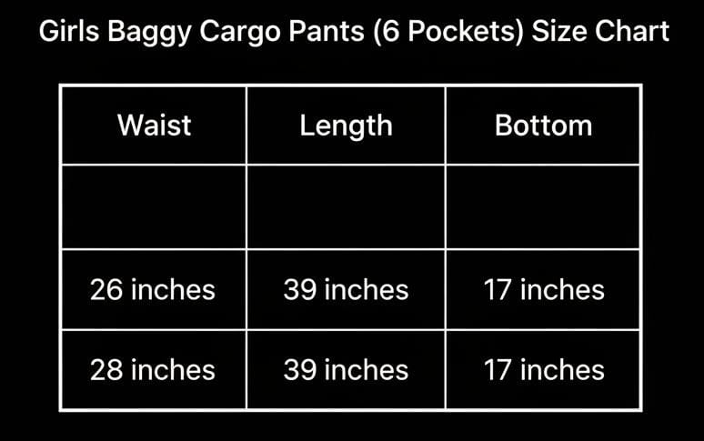 Girl Baggy Cargo Pant 6 Pocket
